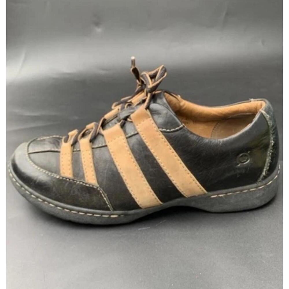 Born Men’s Sneakers Ashram Shoes Sz 8 Or 41 Genuine Leather Black Vintage Retro - Picture 4 of 11